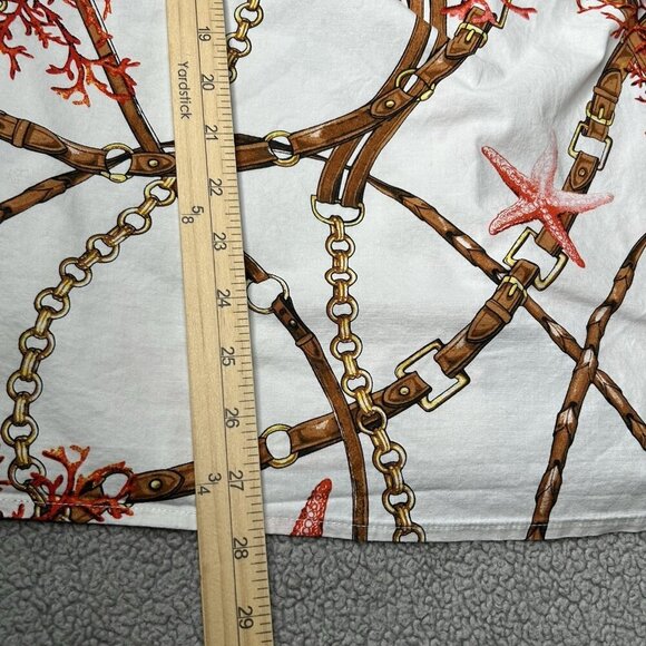 Susan Graver Top 14 Equestrian Chain Print Coastal Starfish Stretch Button Front - Picture 12 of 12